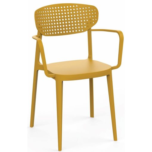 Rojaplast Aire műanyag kartámaszos kerti szék - Mustársárga